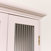 Pink Reeded Glass Wall Cabinet storage shelving shelves bathroom kitchen hallway