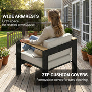 4 Seater Aluminium Garden Furniture Set, Extra Deep Garden Sofa Set, Beige