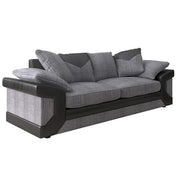 Corner Sofa Dino Jumbo Cord Suite 3 Seater 2 Seater Couch & Footstool Grey/Black