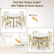 5 Pcs Dining Set Round Kitchen Table with 4 Matching Dining Chairs
