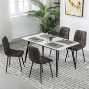 4X Dining Chairs Set Faux Suede Leather Padded Seat Metal Leg Kitchen