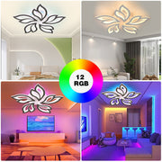 Modern Chandelier LED Lamp White Frame Ceiling Light With RGB Backlight Rahlszqb