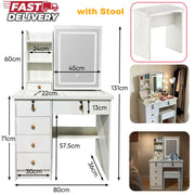 Makeup Desk Home Dressing Table Vanity with Stool Drawer & LED Mirror NEW *