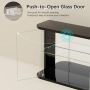 Small Rounded Display Cabinet with Glass Doors & RGB Lights for Action Figures