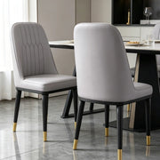 Set of 2 Dining Chairs PU Leather Padded Seat Metal Legs Home Kitchen Office