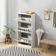 3 Drawer Shoe Cabinet Cupboard Storage Footwear Stand Wooden Rack Unit White
