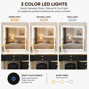Dressing Table Set with LED Mirror Storage Cabinet Makeup Vanity Cushioned Stool