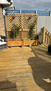 Outdoor Tall Wooden Garden Planter with Trellis Climbing Frame Raised Bed Decor