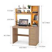 Computer Desk with Hutch 3 Colour LED Light Mains Sockets Drawers Home Office