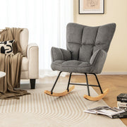 Modern Linen Rocking Accent Chair Upholstered Glider Rocker Armchair