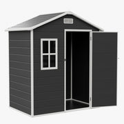 8x6 6x6 5x3 Plastic Garden Shed with Floor Window Lockable Door Wood Grain Grey