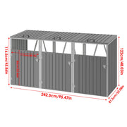 Triple Wheelie Bin Storage Metal Store Cover Garden Rubbish Dustbin 3 Sheds Grey