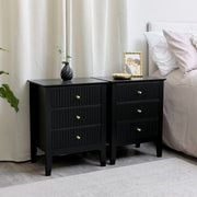 Large 3 Drawer Chest of Drawers Pair of Bedside Tables black bedroom set