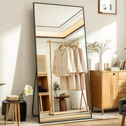 165x60cm Large Rectangular Full Length Mirror Freestanding Black Frame Bedroom