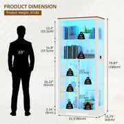 7-Tiers Tall Display Cabinet with Glass Doors & 3-Colour LED Lights for Figures
