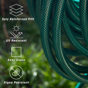 Heavy Duty Reinforced Garden Hose Pipe Braided PVC Watering Hose (Green) 50/100M