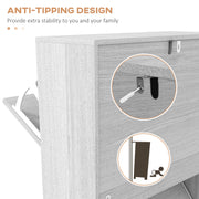 Slim Shoe Storage Cabinet with 3 Flip Drawers, Grey