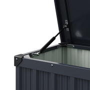 Outdoor Storage Box with Wheels Garden Patio Metal Chest Lid Container Multibox
