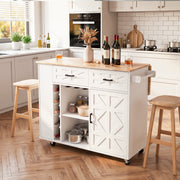 Kitchen Island with Side Storage Rack Mobile Kitchen Trolley Cart w/ Cabinet UK