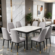 Set of 2 Dining Chairs PU Leather Padded Seat Metal Legs Home Kitchen Office