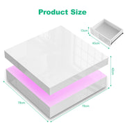 High Gloss LED Coffee Table With 2 Drawers Modern 2 Tier Square Centre Table