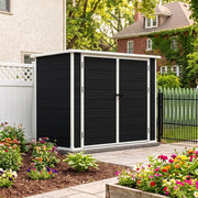 7x4ft Plastic Garden Shed Outdoor Tool Bike Storage Hut Lockable Utility Cabinet