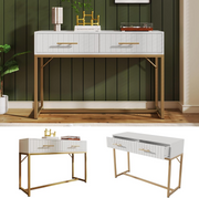 Dressing Table 2 Drawers !SALE! White Gold Vanity Makeup Desk Bedroom Modern