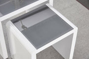 Nest of 3 Tables Grey Tempered Glass Top White High Gloss Side End Coffee Home