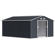 13 x 11ft Garden Shed Storage with Foundation Kit and Vents, Grey