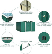 Metal Garden Shed 6X4ft Outdoor Garden Storage Shed w/ Double Sliding Door