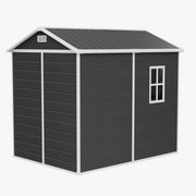 8x6 6x6 5x3 Plastic Garden Shed with Floor Window Lockable Door Wood Grain Grey