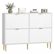 Slim Shoe Storage Cabinet with 4 Flip Drawers for Hallway, White