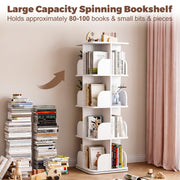 4-Tier Rotating Bookshelf Bookcase Display Floor Standing Corner Revolving Shelf