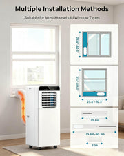 9000 BTU Portable Air Conditioner 4-in-1 Dehumidifier Fan Remote Control AC Unit