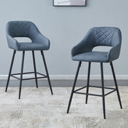 Set of 2 Bar Stools Velvet/PU Metal Legs Breakfast Stools Armrest Padded Chairs