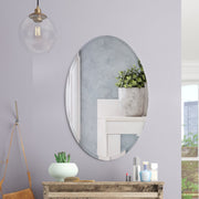 50x70cm Self Adhesive Wall Mounted Bathroom Mirror Plain Frameless Oval Mirrors