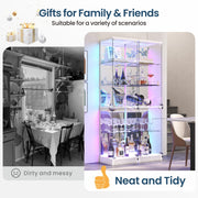 Corner Display Cabinet with Glass Doors Lockable RGB Lights Collectables Figures