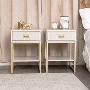 Pair of One Drawer Bedside Tables Elle Stone Range bedroom furniture storage