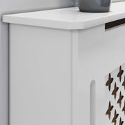 Large Radiator Cover Modern White Painted Cross Grill Wood Wall Cabinet Home UK