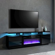 70'' TV Stand Cabinet With Insert Electric Fireplace Unit W/ LED 12 Colour Media