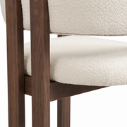 Set of 6 Dining Chairs !SALE! Cream Boucle Solid Wood Dark Wood Armchairs