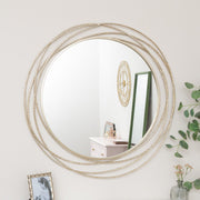 Large Round Silver Swirl Mirror spiral circle luxe glam art deco wall decor