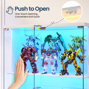 Glass Display Cabinet with Doors and LED Lights – 4-Tier Curio Storage Cabinet