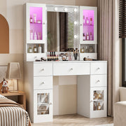 Dressing Table with 7 Drawers 4 Door & Charging Socket Makeup Desk Vanity Jdvizb