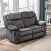 Brianna Manual Reclining Sofa Suite 3 Seater 2 Recline Grey fabric Plush Velvet