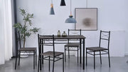 Dining Table and Chairs Set Metal Wood Effect Table Dining Set 4 Chairs Silvia
