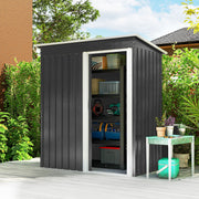 5 x 3ft Garden Storage Shed Sliding Door Sloped Roof Tool, Black