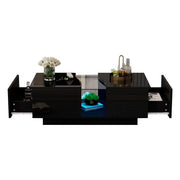 Led Coffee Table with 2 Drawer Storage, High Gloss Coffee Table for Living Room
