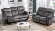 Brianna Manual Reclining Sofa Suite 3 Seater 2 Recline Grey fabric Plush Velvet