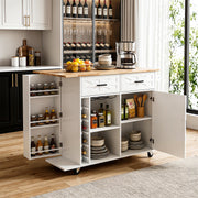 Kitchen Island with Side Storage Rack Mobile Kitchen Trolley Cart w/ Cabinet UK